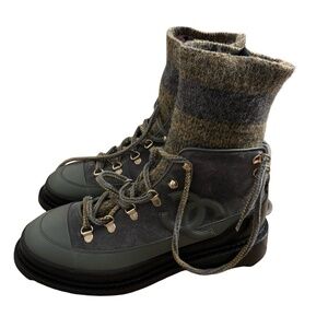 Chanel cc combat boots snow boots